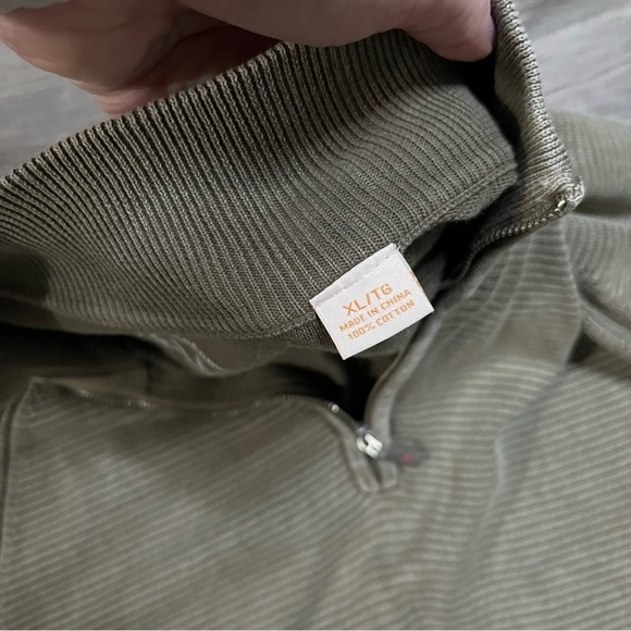 Tommy Bahama Mens Relax 1/4 Zip Pullover Mock Neck Sweatshirt Size XL Army Green - Picture 4 of 9